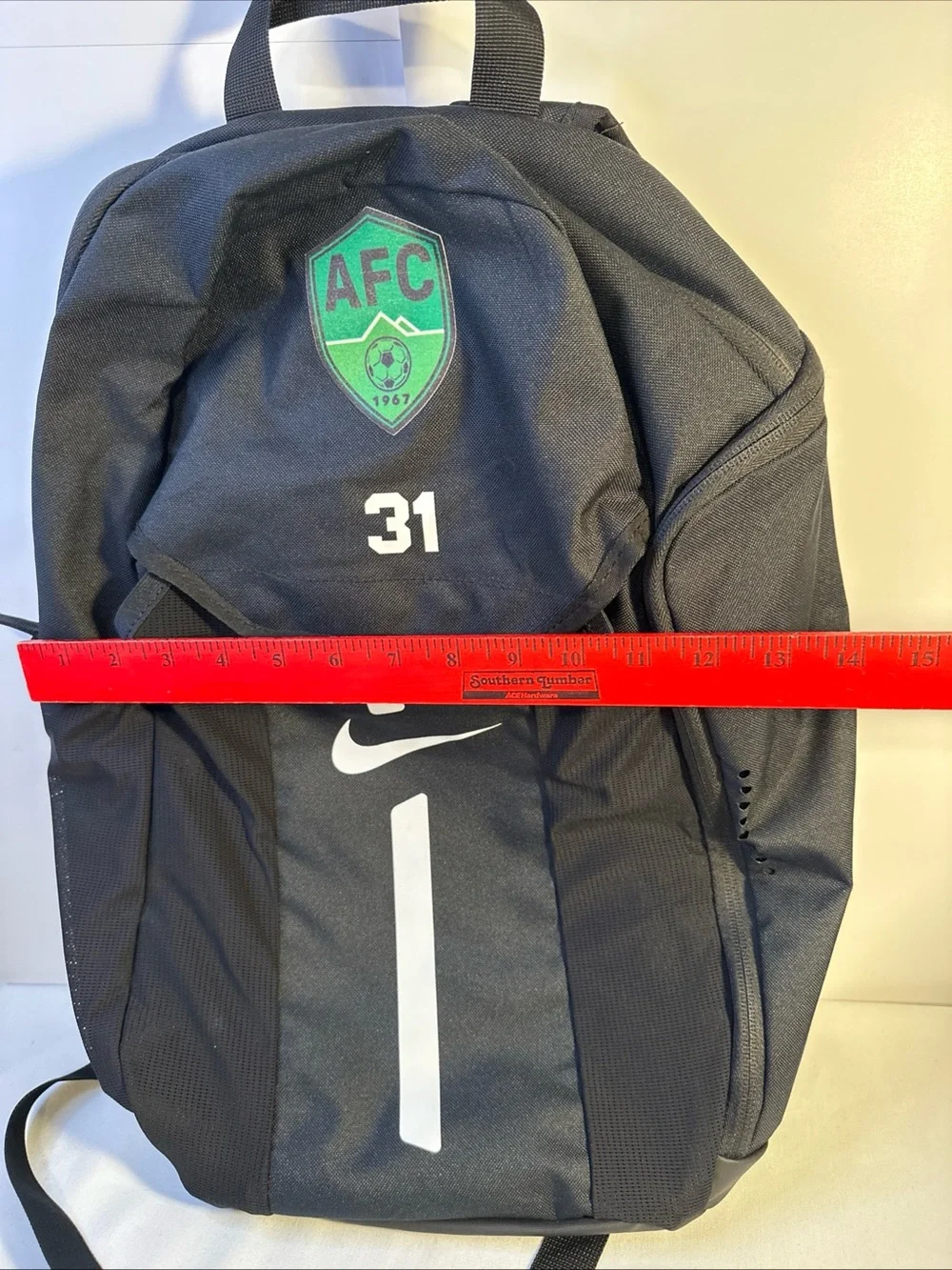 Nike Black Backpack with Green AFC Crest and White Accents